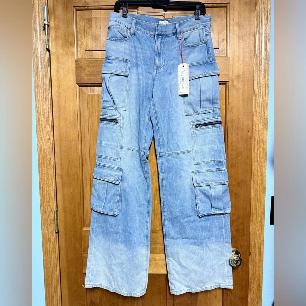 Alice + Olivia Cay Baggy Denim Cargo Pants sz 29 BRAND NEW WITH TAGS - Picture 7 of 10
